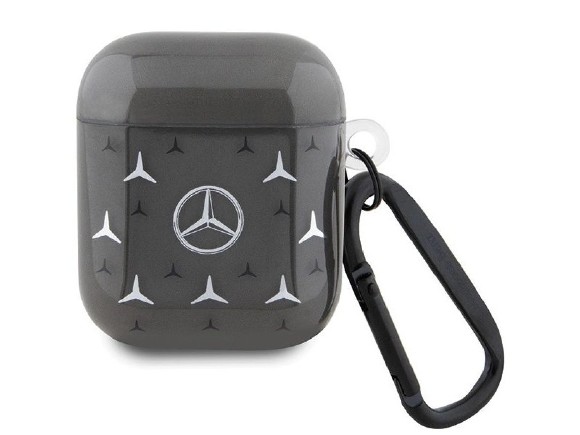 Funda para AirPods Mercedes MEA28DPMGS 1/2 negra/negra con estampado de estrellas grandes