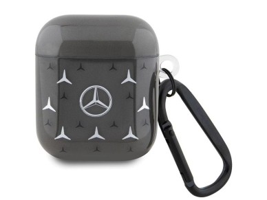 Funda para AirPods Mercedes MEA28DPMGS 1/2 negra/negra con estampado de estrellas grandes Funda para AirPods Mercedes MEA28DPMGS 1/2 negra/negra con estampado de estrellas grandes