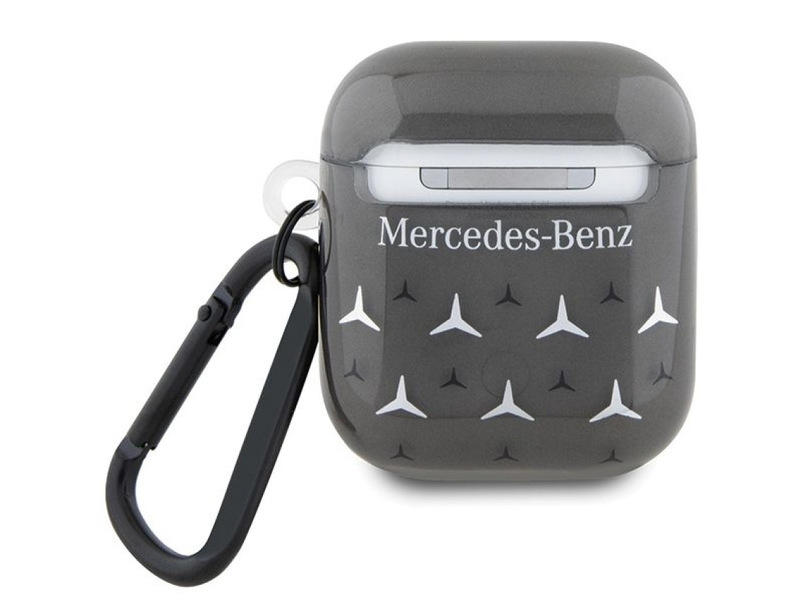 Funda para AirPods Mercedes MEA28DPMGS 1/2 negra/negra con estampado de estrellas grandes