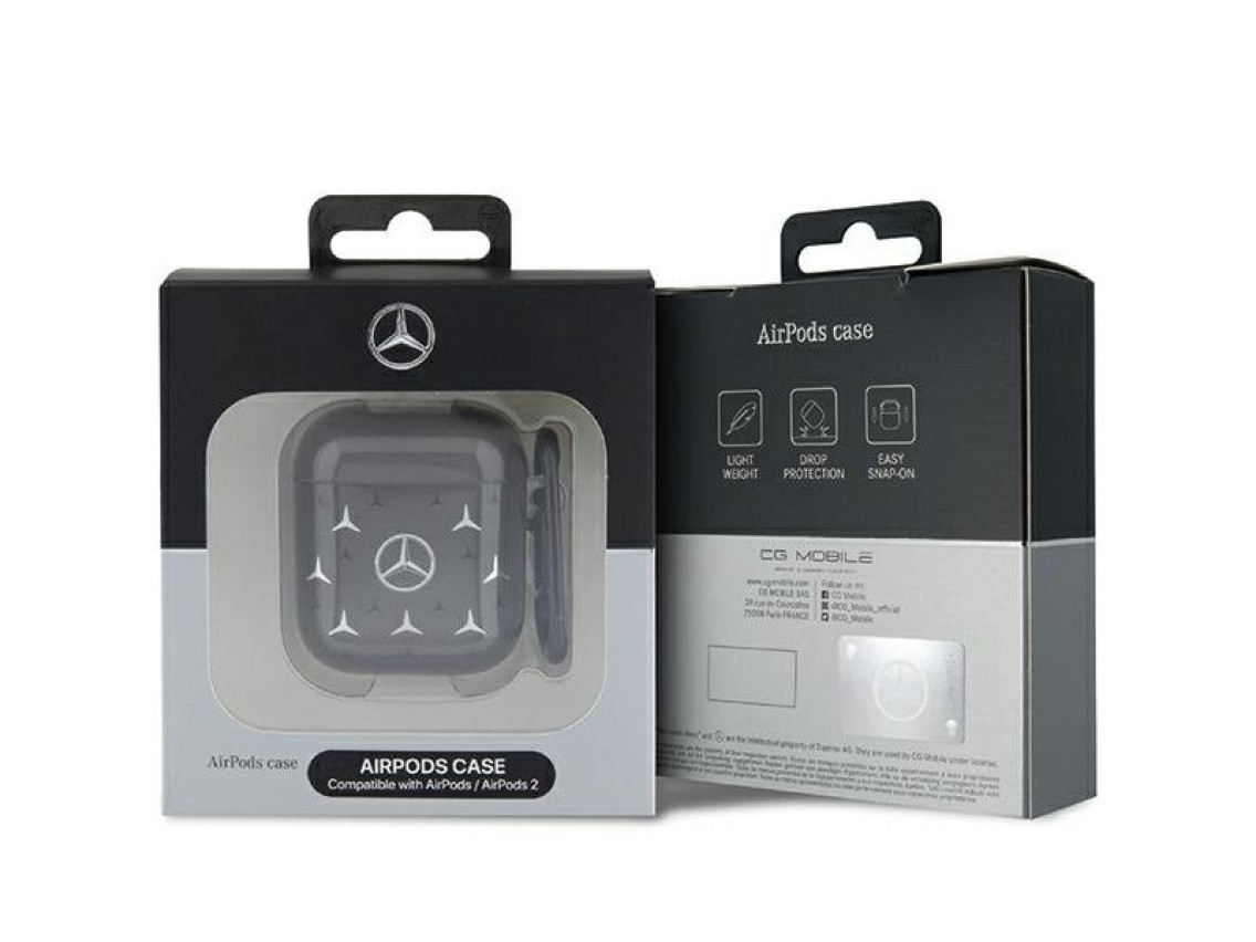 Funda para AirPods Mercedes MEA28DPMGS 1/2 negra/negra con estampado de estrellas grandes