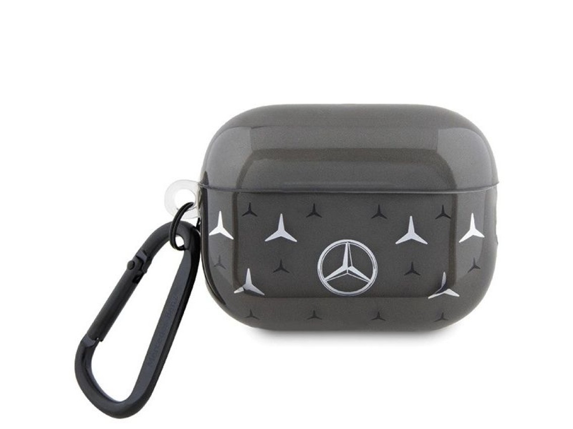 Funda negra para AirPods Pro 2 (2022/2023) Mercedes MEAP28DPMGS con estampado de estrellas grandes.