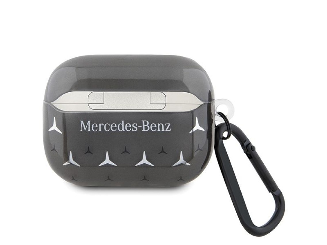 Funda negra para AirPods Pro 2 (2022/2023) Mercedes MEAP28DPMGS con estampado de estrellas grandes.