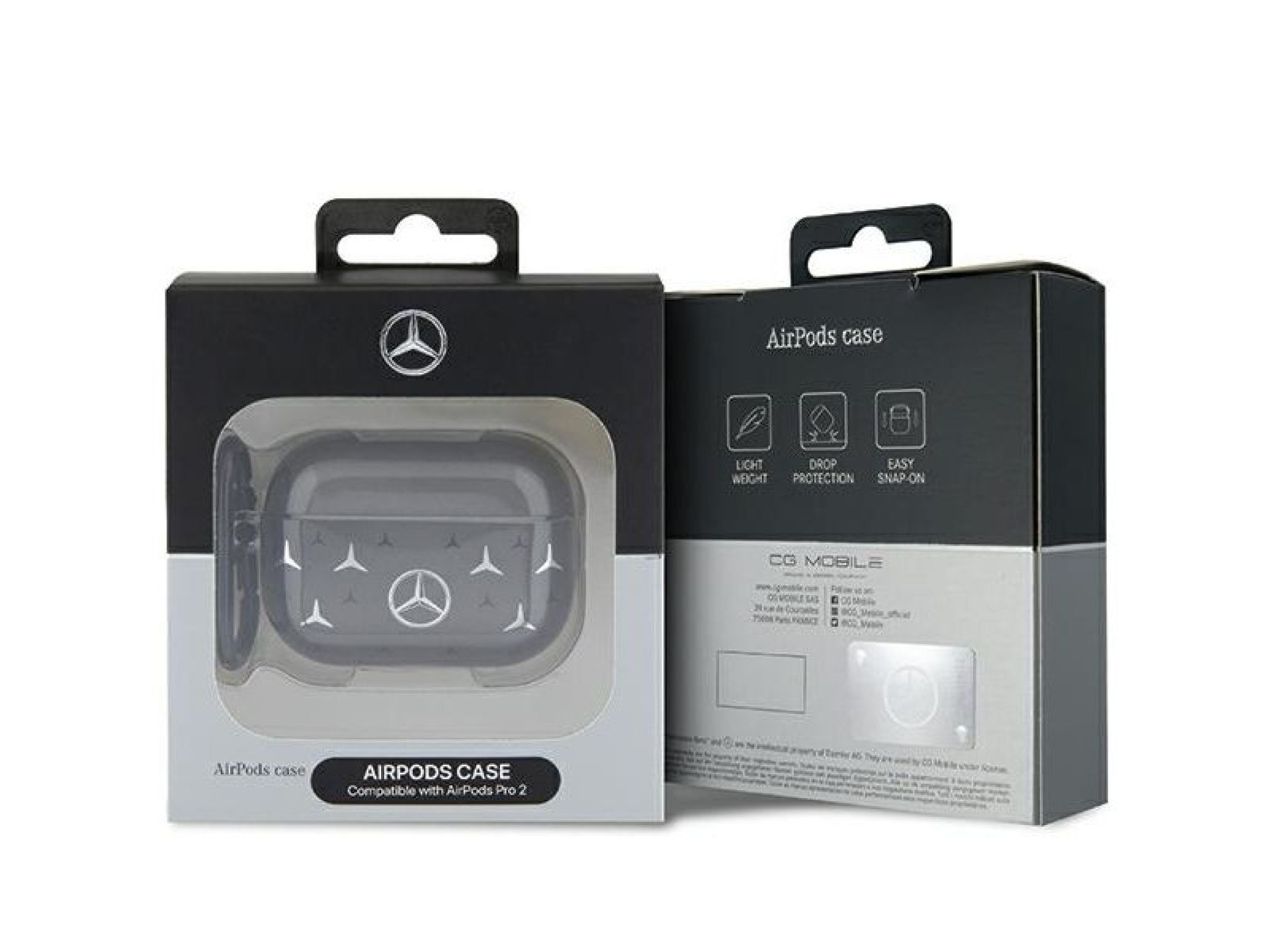 Capa Mercedes MEAP28DPMGS para AirPods Pro 2 (2022/2023) preta com estampa de estrelas grandes