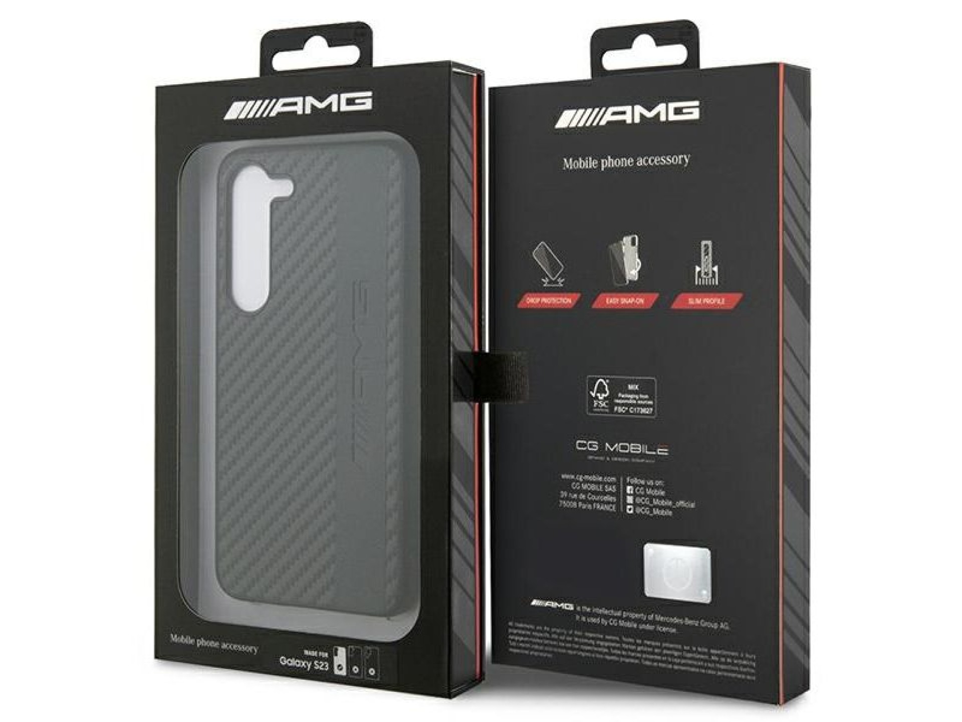 AMG AMHCS23SBLSCA S23 S911 preto/preto com faixa de carbono e relevo