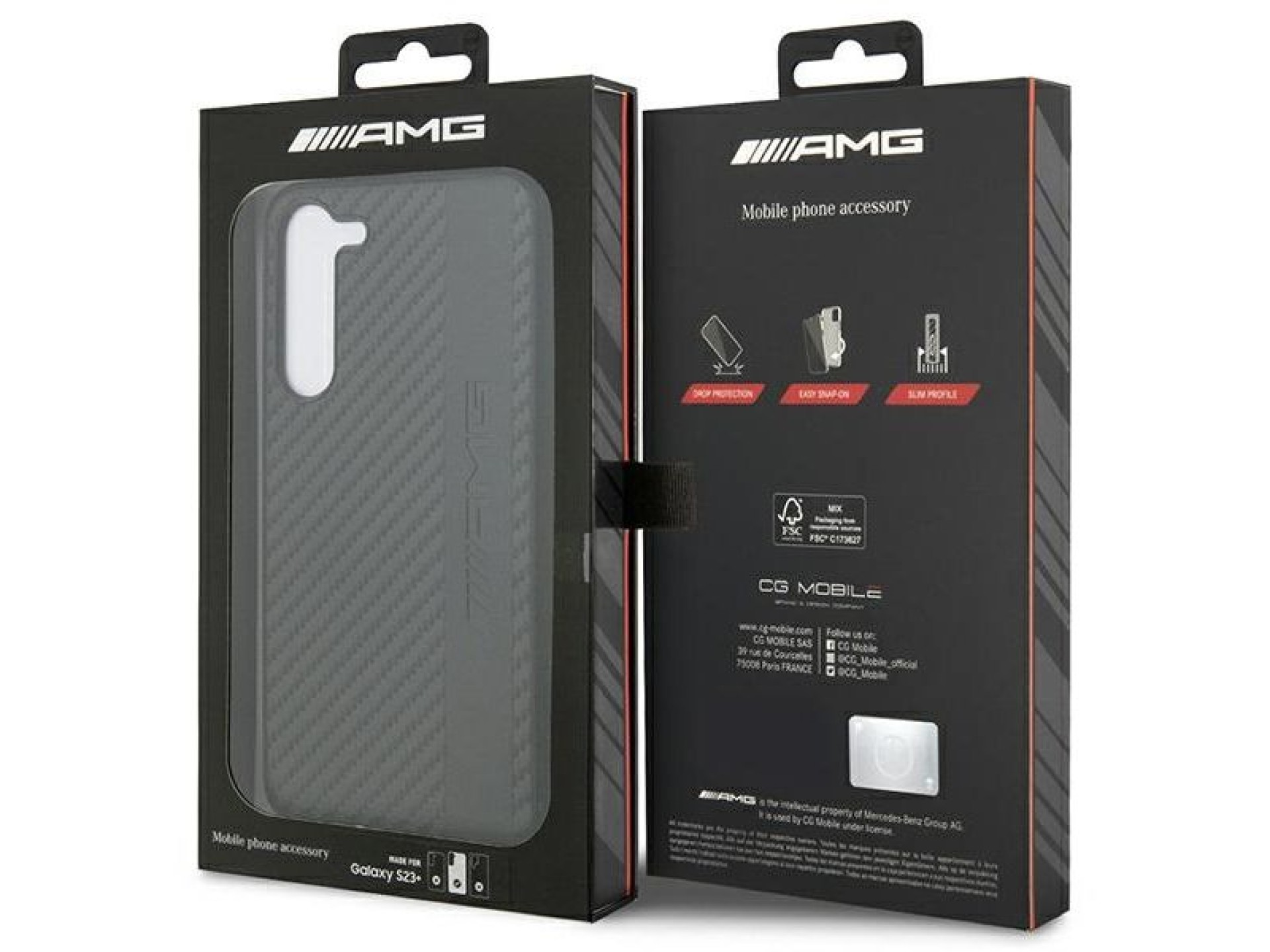 AMG AMHCS23MBLSCA S23+ S916 black/black hardcase Carbon Stripe&Embossed