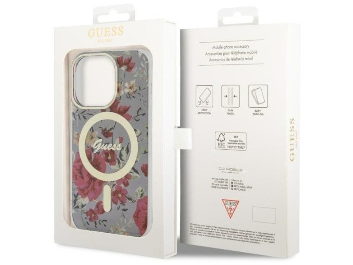 Guess GUHMP14LHCFWSA iPhone 14 Pro 6.1" green/khaki hardcase Flower MagSafe