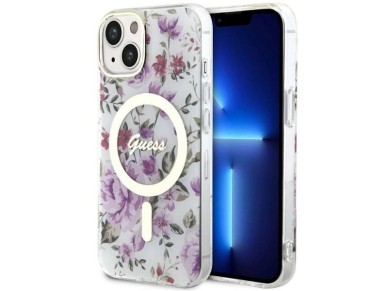 Guess Flower MagSafe case for iPhone 14 - transparent Guess Flower MagSafe case for iPhone 14 - transparent