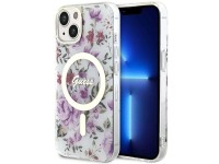 Funda Guess Flower MagSafe para iPhone 14 - transparente Funda Guess Flower MagSafe para iPhone 14 - transparente
