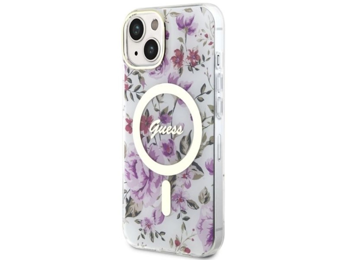 Funda Guess Flower MagSafe para iPhone 14 - transparente