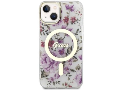 Guess Flower MagSafe case for iPhone 14 - transparent Guess Flower MagSafe case for iPhone 14 - transparent