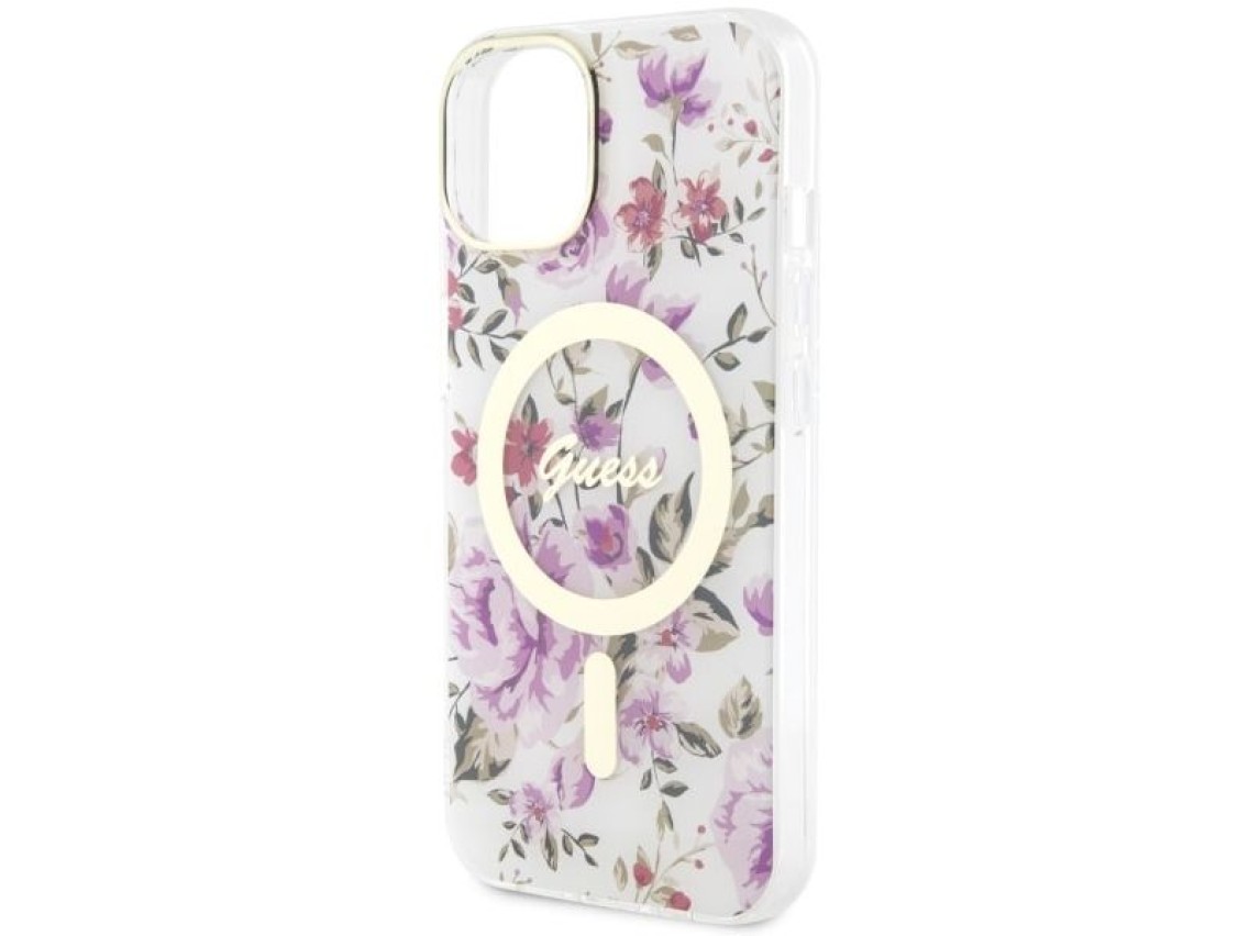 Funda Guess Flower MagSafe para iPhone 14 - transparente