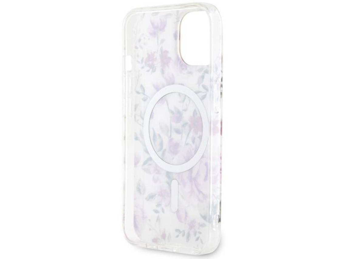 Funda Guess Flower MagSafe para iPhone 14 - transparente