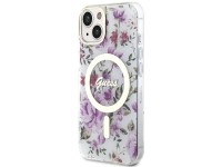 Funda rígida transparente Guess GUHMP14MHCFWST para iPhone 14 Plus de 6,7" con diseño floral y MagSa Funda rígida transparente Guess GUHMP14MHCFWST para iPhone 14 Plus de 6,7" con diseño floral y MagSa