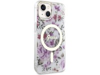 Funda rígida transparente Guess GUHMP14MHCFWST para iPhone 14 Plus de 6,7" con diseño floral y MagSa Funda rígida transparente Guess GUHMP14MHCFWST para iPhone 14 Plus de 6,7" con diseño floral y MagSa