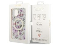 Funda rígida transparente Guess GUHMP14MHCFWST para iPhone 14 Plus de 6,7" con diseño floral y MagSa Funda rígida transparente Guess GUHMP14MHCFWST para iPhone 14 Plus de 6,7" con diseño floral y MagSa