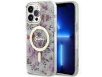 Guess GUHMP14LHCFWST iPhone 14 Pro 6.1" transparent hardcase Flower MagSafe Guess GUHMP14LHCFWST iPhone 14 Pro 6.1" transparent hardcase Flower MagSafe