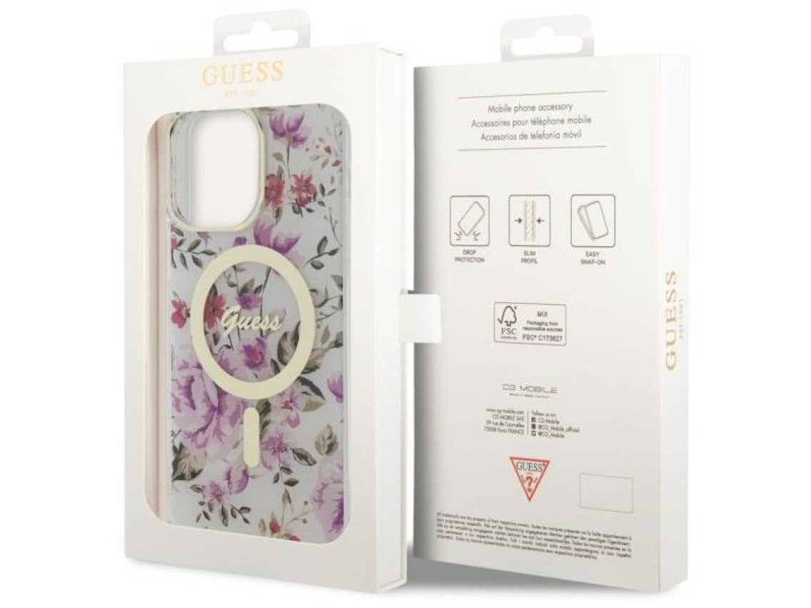 Guess GUHMP14XHCFWST iPhone 14 Pro Max 6.7" transparent hardcase Flower MagSafe