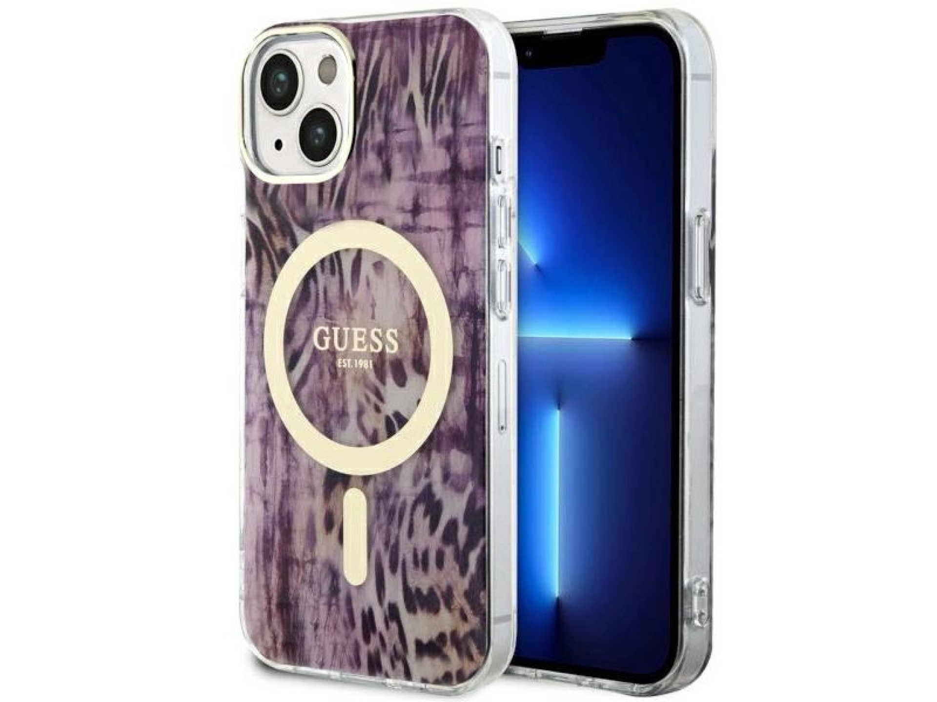 Guess Leopard MagSafe case for iPhone 14 - pink