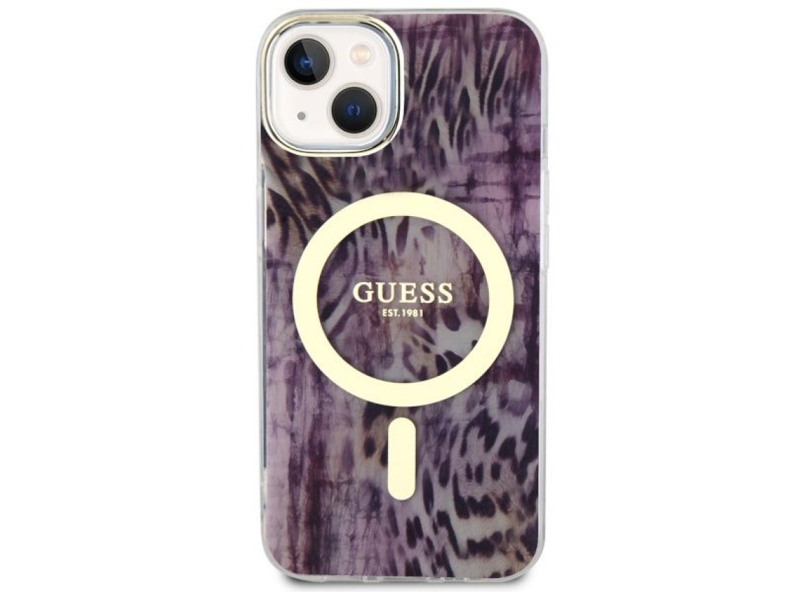 Guess Leopard MagSafe case for iPhone 14 - pink