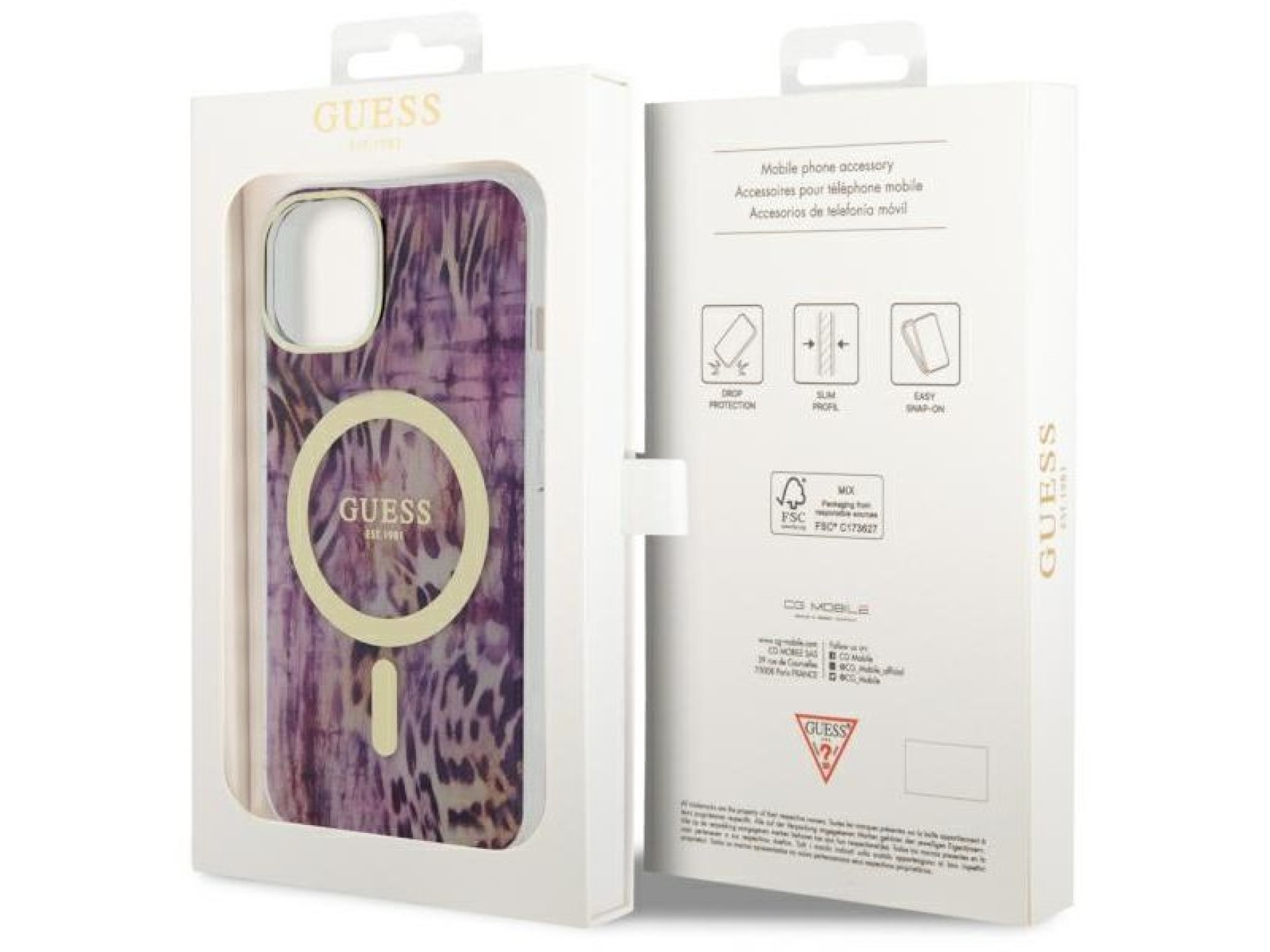 Guess Leopard MagSafe case for iPhone 14 - pink