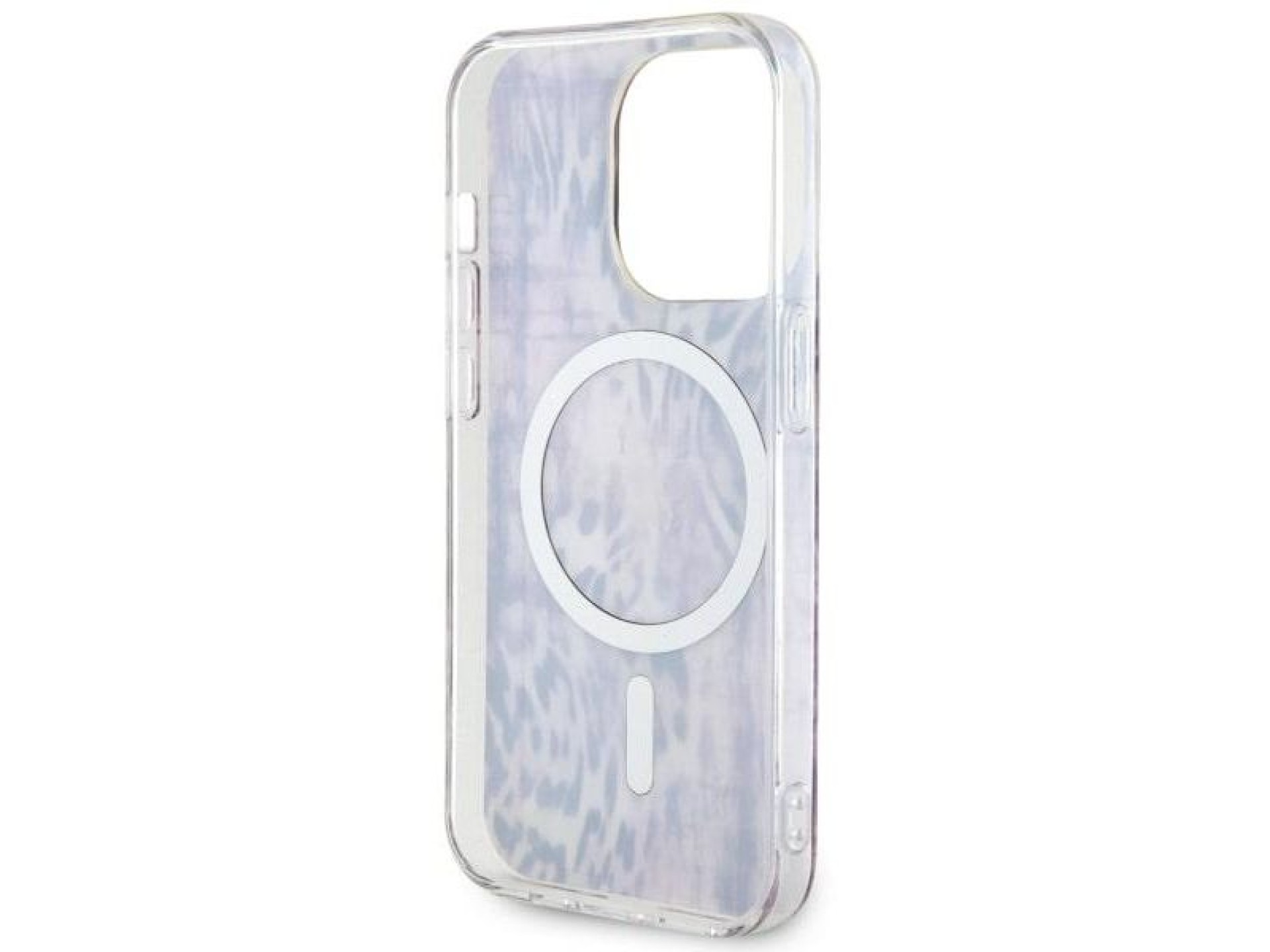 Capa rígida rosa/rosa com estampa de leopardo e MagSafe para iPhone 14 Pro de 6,1 polegadas (Guess G