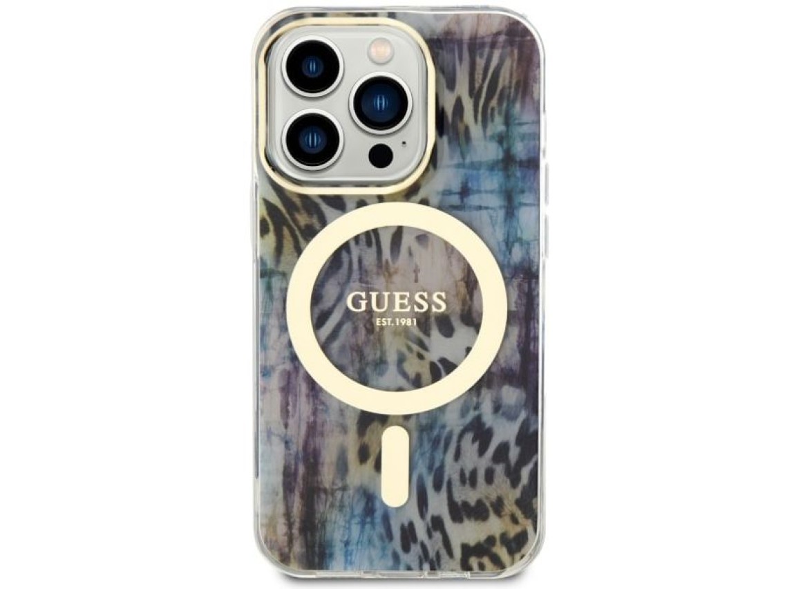 Guess GUHMP14XHLEOPWB iPhone 14 Pro Max 6.7" blue/blue hardcase Leopard MagSafe