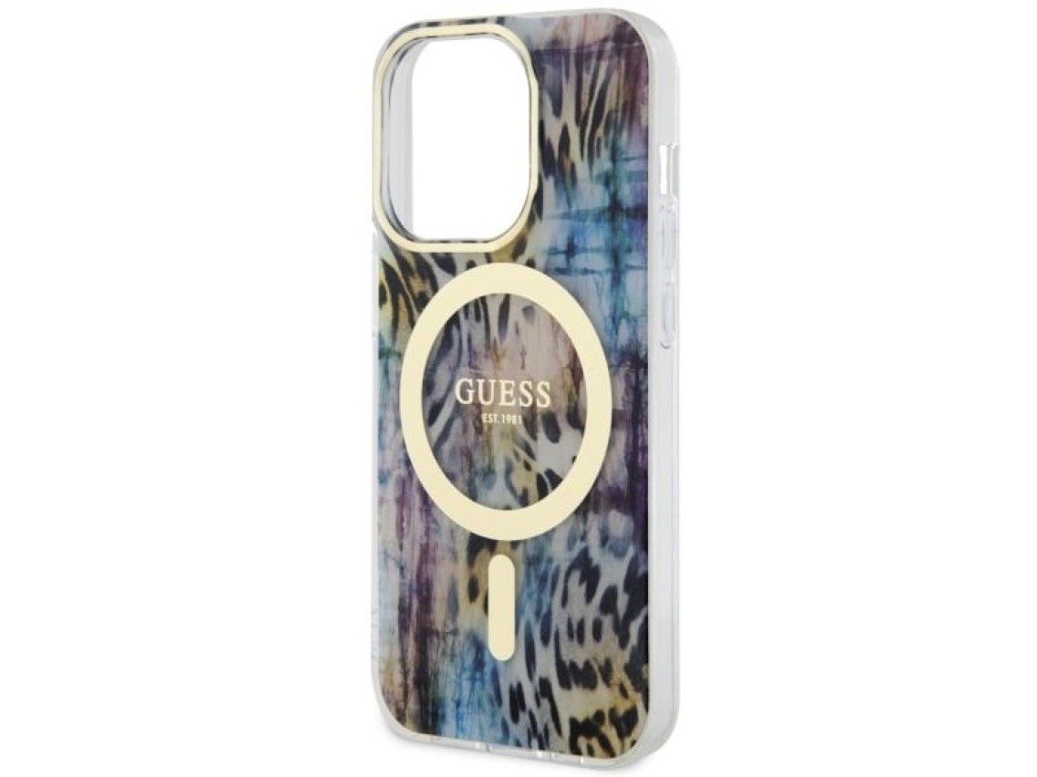 Guess GUHMP14XHLEOPWB iPhone 14 Pro Max 6.7" blue/blue hardcase Leopard MagSafe