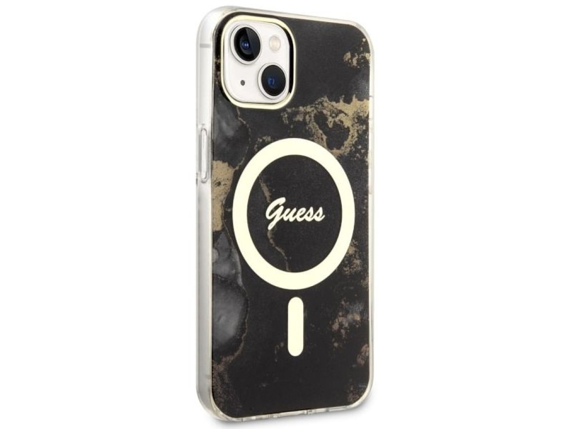 Guess GUHMP14MHTMRSK iPhone 14 Plus 6.7" black/black hardcase Golden Marble MagSafe