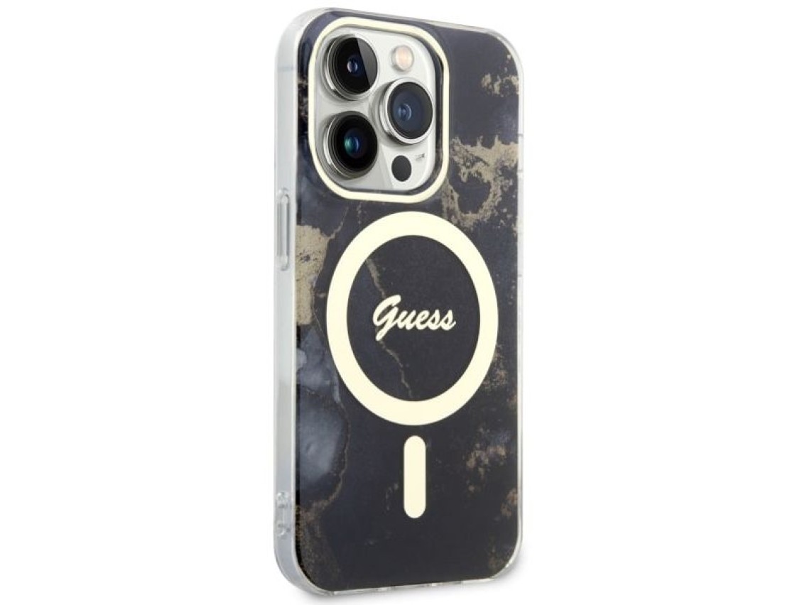 Guess GUHMP14LHTMRSK iPhone 14 Pro 6.1" black/black hardcase Golden Marble MagSafe