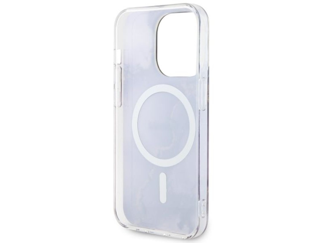 Funda rígida Guess GUHMP14LHTMRSU para iPhone 14 Pro de 6,1" color morado/morado con diseño de mármo