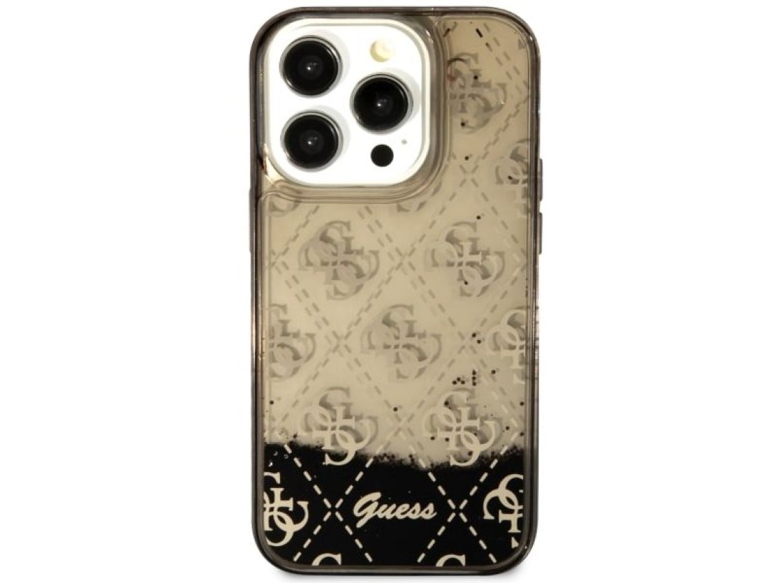 Funda rígida Guess GUHCP14LLC4PSGK para iPhone 14 Pro de 6,1" en color negro/negro, con purpurina lí