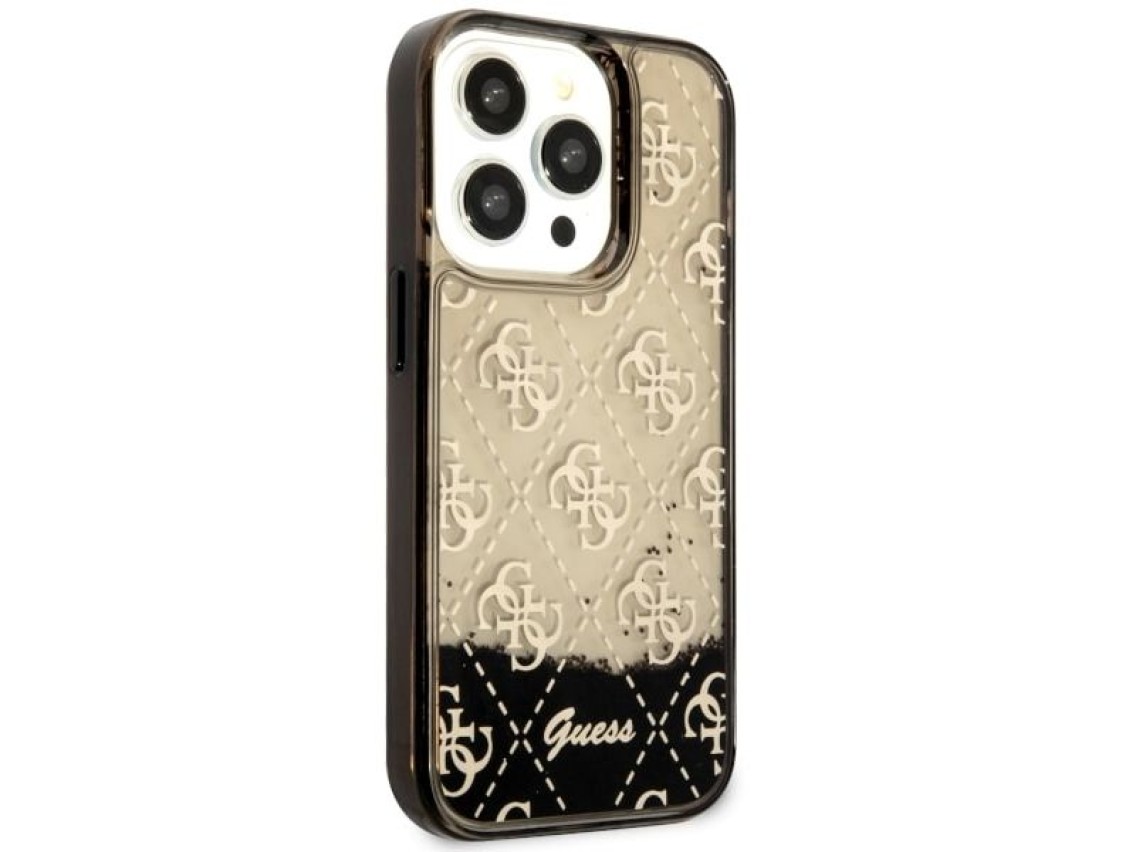 Funda rígida Guess GUHCP14LLC4PSGK para iPhone 14 Pro de 6,1" en color negro/negro, con purpurina lí