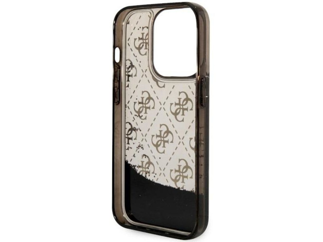 Funda rígida Guess GUHCP14LLC4PSGK para iPhone 14 Pro de 6,1" en color negro/negro, con purpurina lí