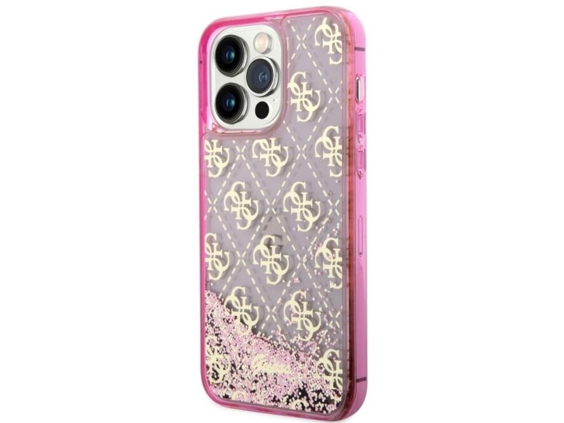 Funda rígida rosa/rosa con purpurina líquida translúcida para iPhone 14 Pro de 6,1
