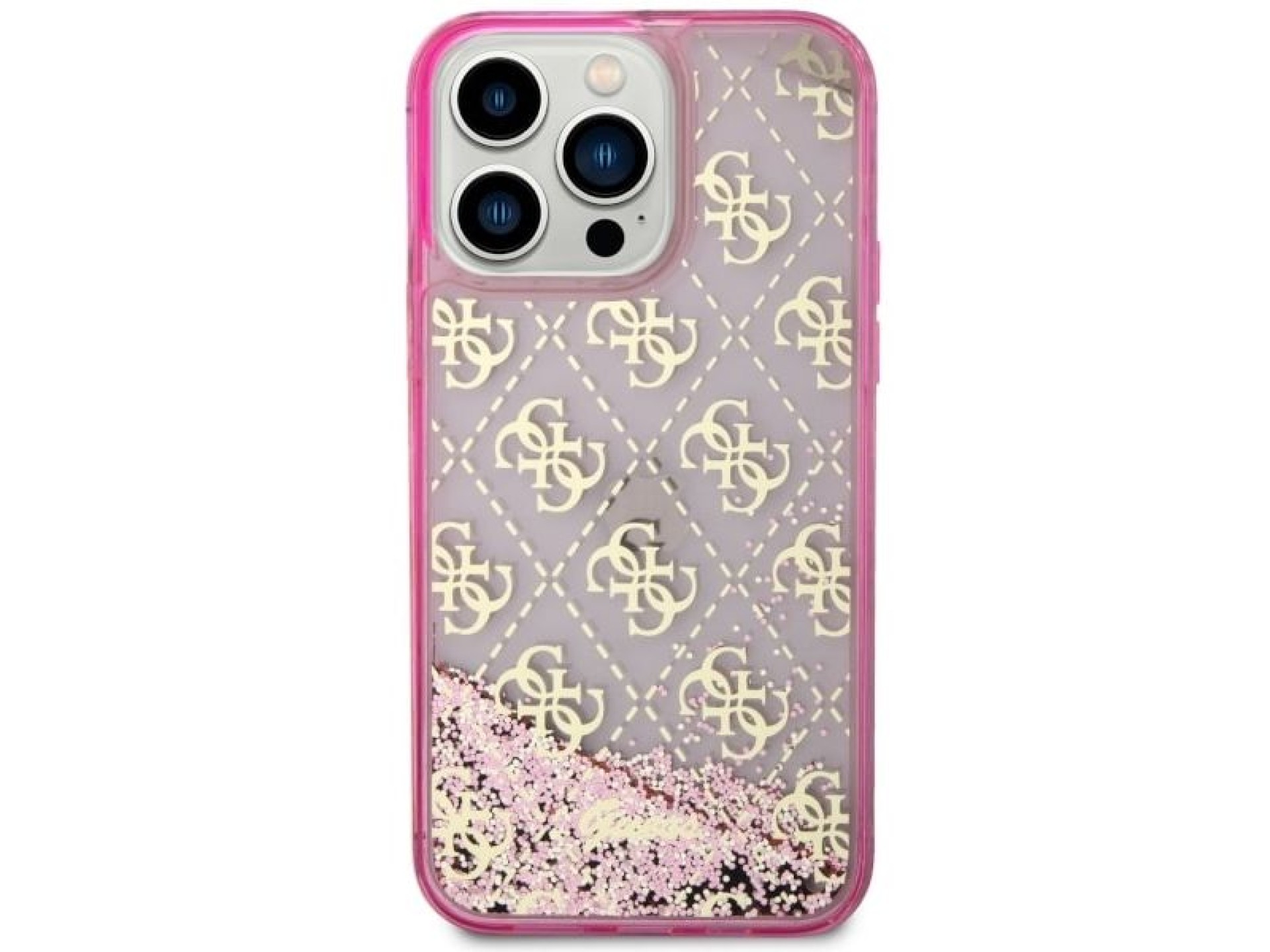 Funda rígida rosa/rosa con purpurina líquida translúcida para iPhone 14 Pro de 6,1