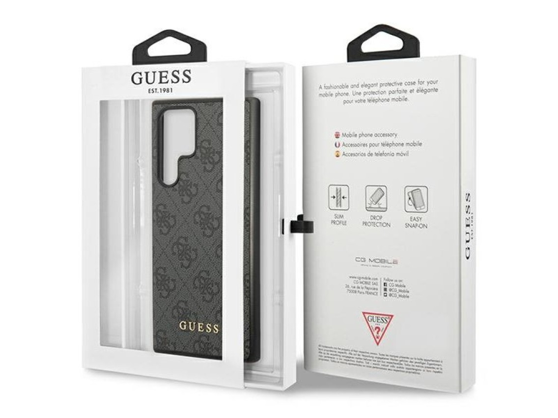 Estuche rígido Guess GUHCS23LG4GFGR S23 Ultra S918 gris/gris 4G Metal Gold Logo