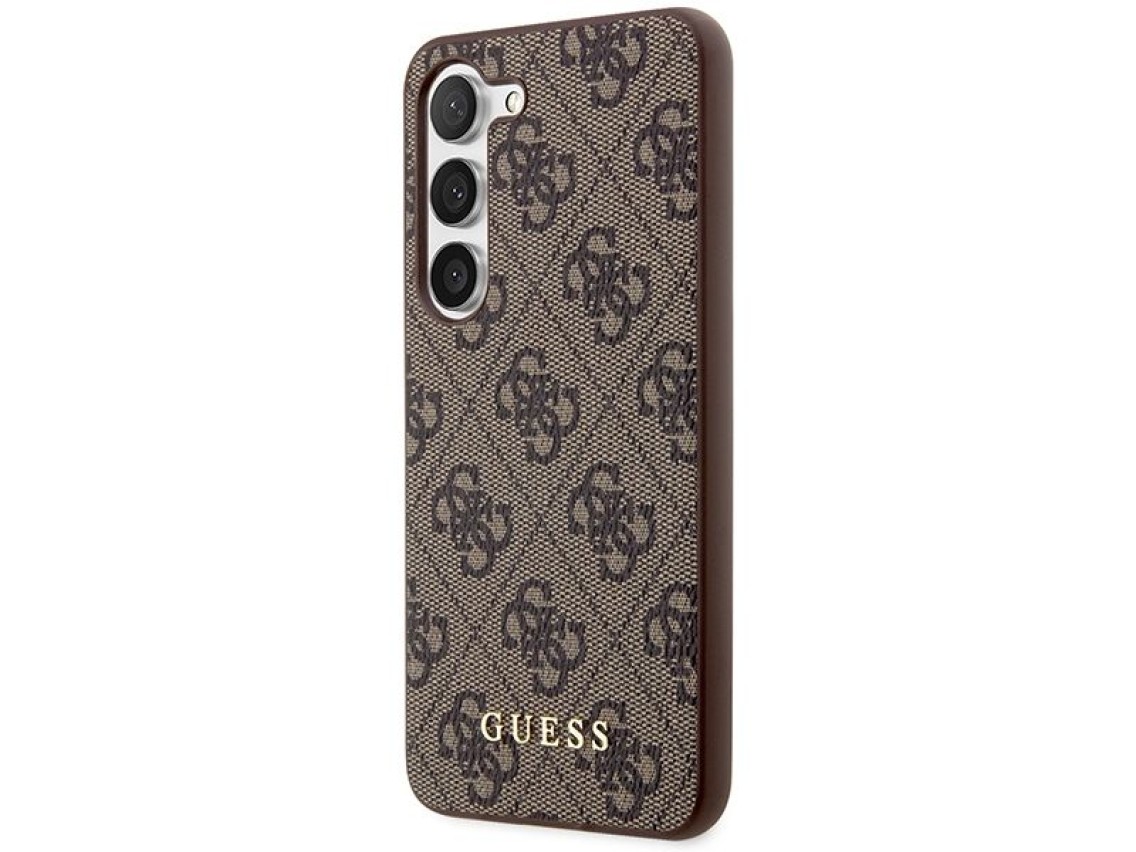 Funda rígida Guess GUHCS23SG4GFBR S23 S911 marrón/marrón 4G Metal Gold Logo