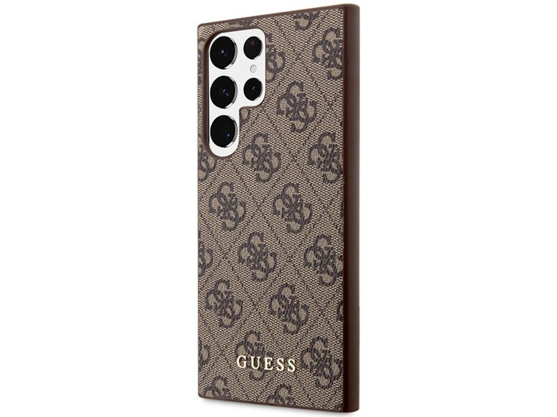 Capa rígida Guess GUHCS23LG4GFBR S23 Ultra S918 marrom/marrom 4G com logotipo dourado