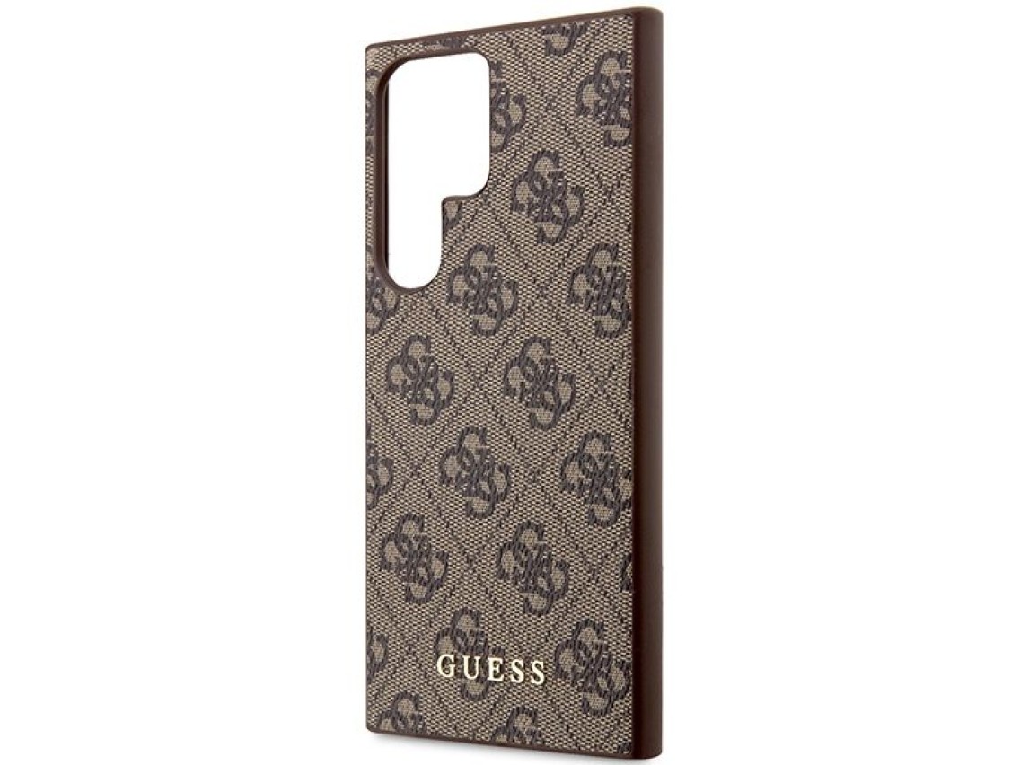 Capa rígida Guess GUHCS23LG4GFBR S23 Ultra S918 marrom/marrom 4G com logotipo dourado