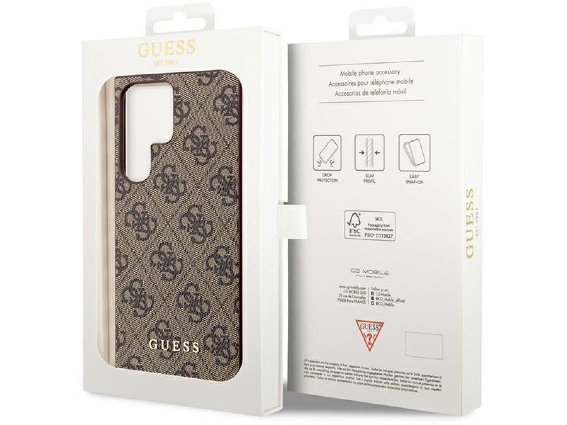 Capa rígida Guess GUHCS23LG4GFBR S23 Ultra S918 marrom/marrom 4G com logotipo dourado