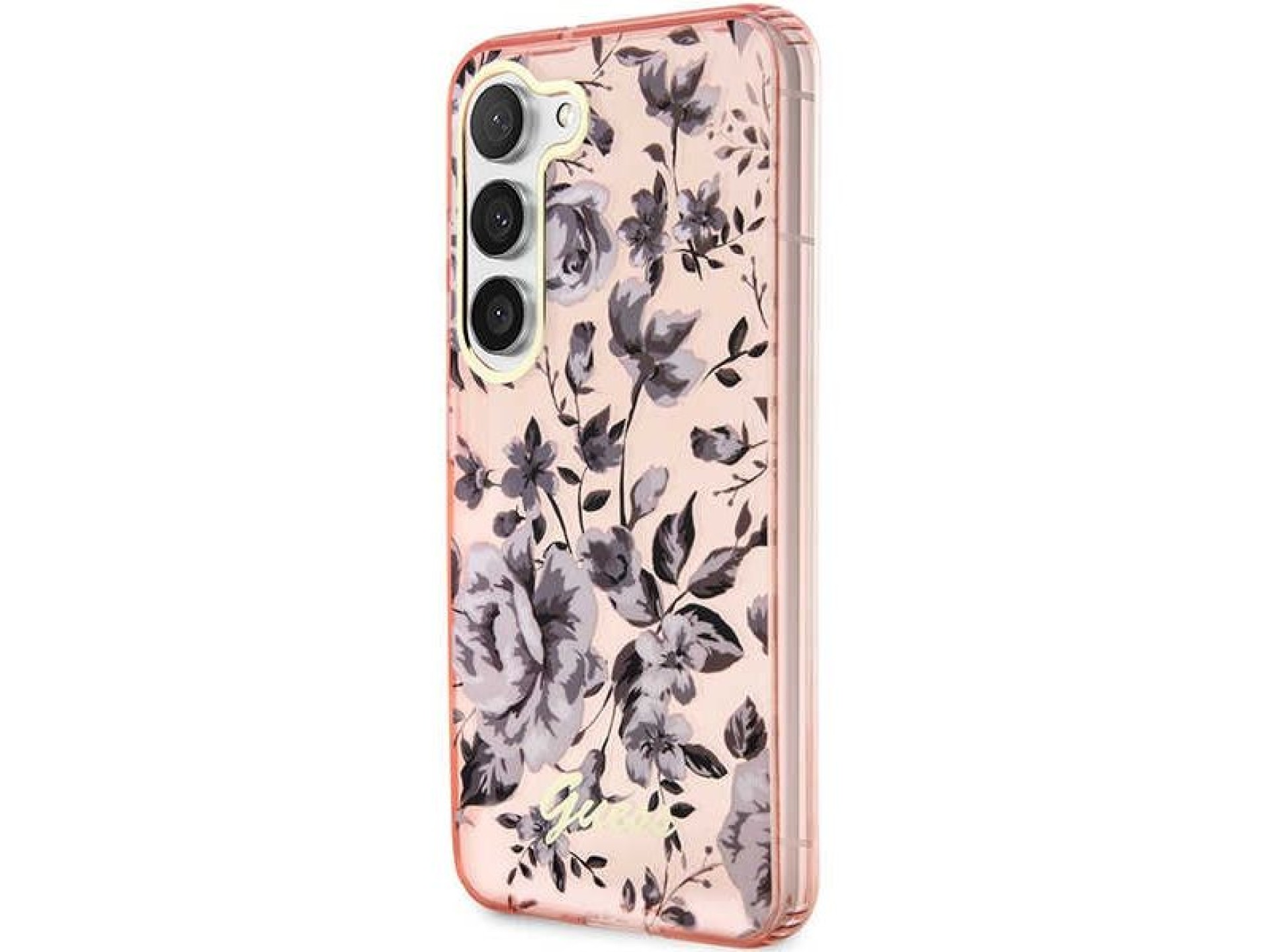 Estuche rígido rosa/rosa Guess GUHCS23MHCFWSP S23+ S916 Colección Flower