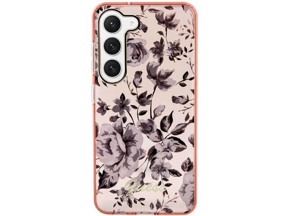 Estuche rígido rosa/rosa Guess GUHCS23MHCFWSP S23+ S916 Colección Flower