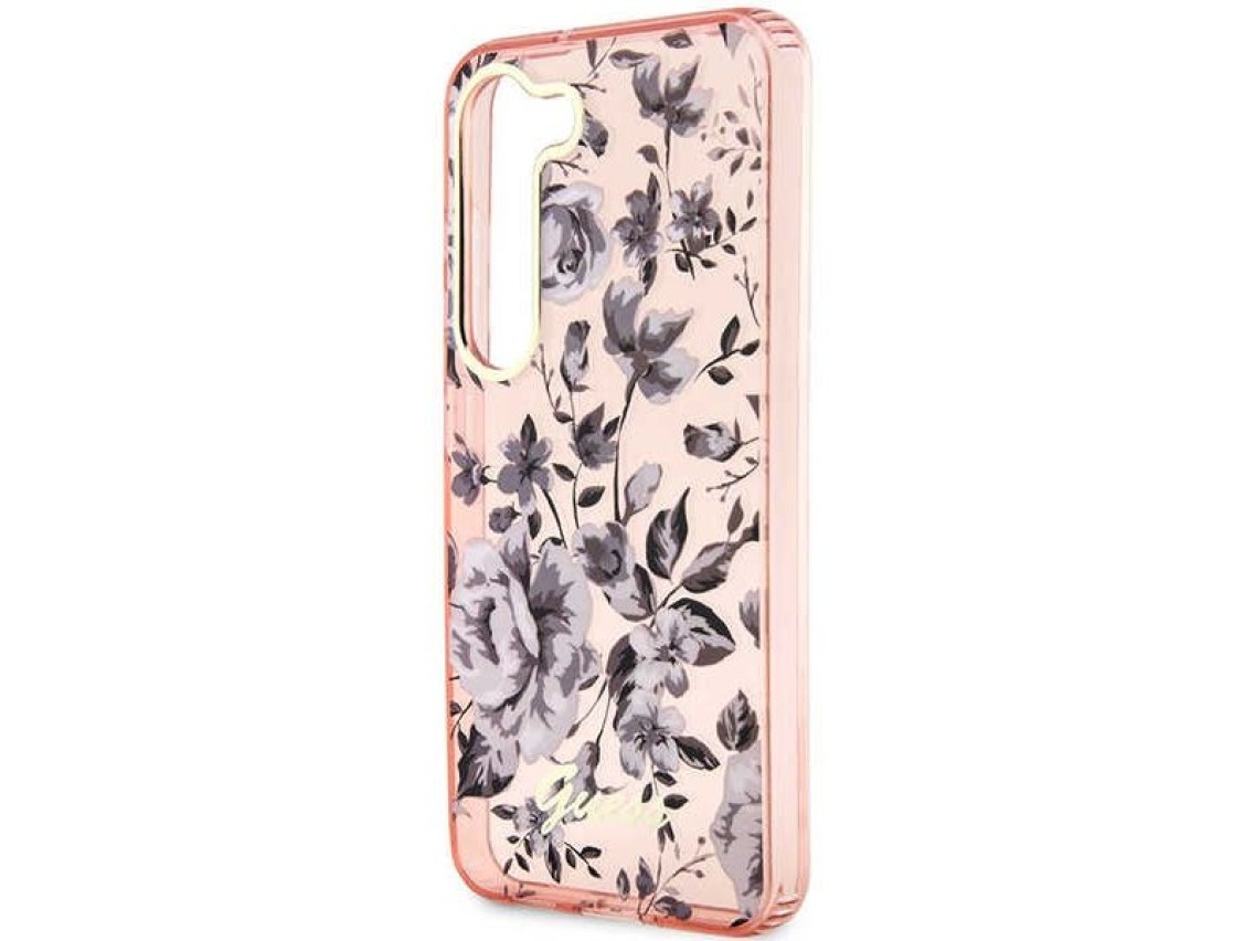Estuche rígido rosa/rosa Guess GUHCS23MHCFWSP S23+ S916 Colección Flower