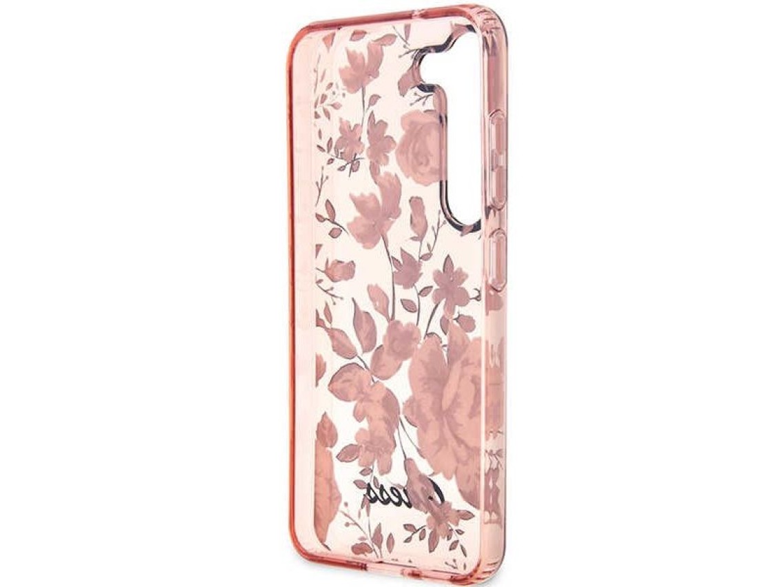 Estuche rígido rosa/rosa Guess GUHCS23MHCFWSP S23+ S916 Colección Flower