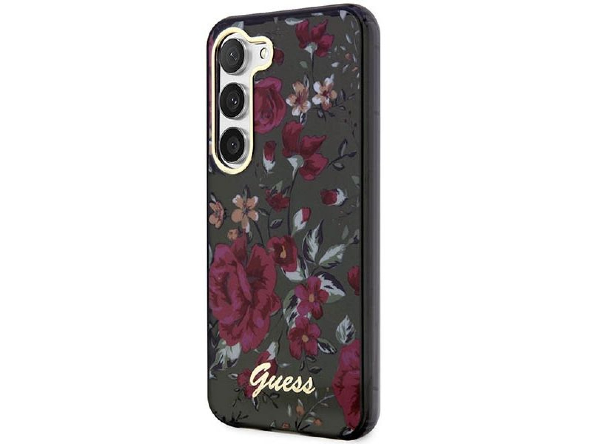 Guess GUHCS23MHCFWSA S23+ S916 estojo rígido verde/cáqui Coleção Flores