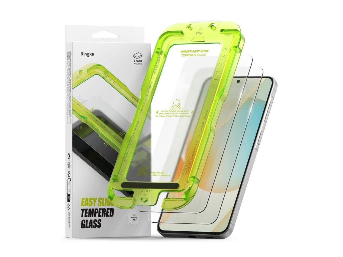Protectores de pantalla de vidrio templado Ringke Easy Slide (paquete de 2) para Samsung Galaxy A57