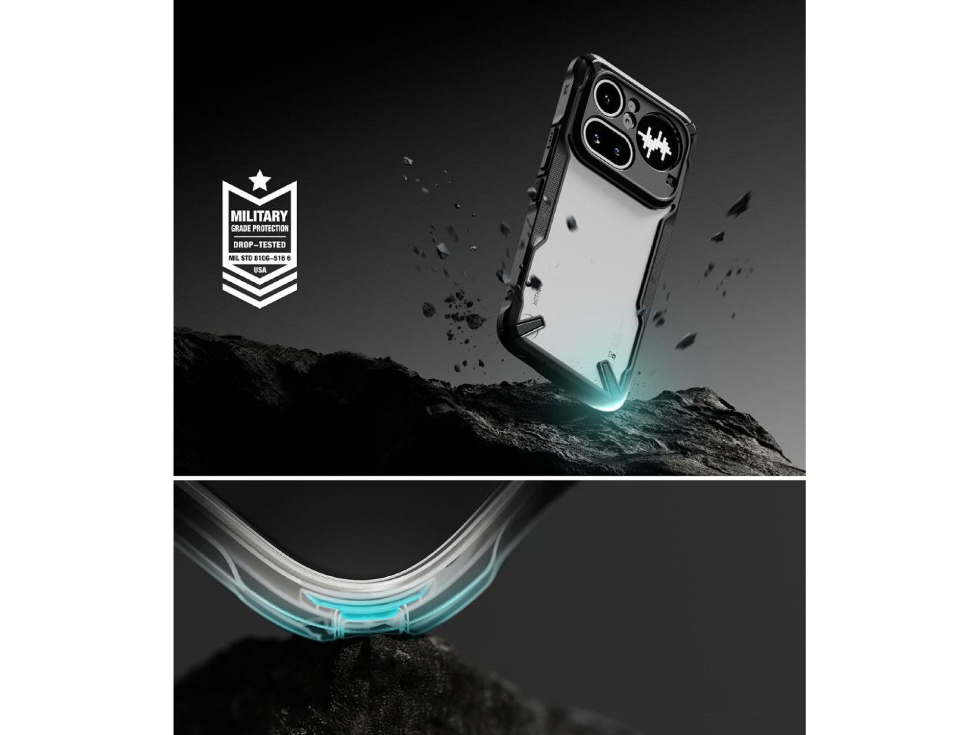 Capa Ringke Fusion X para Nokia Phone 4A Pro - transparente e preta