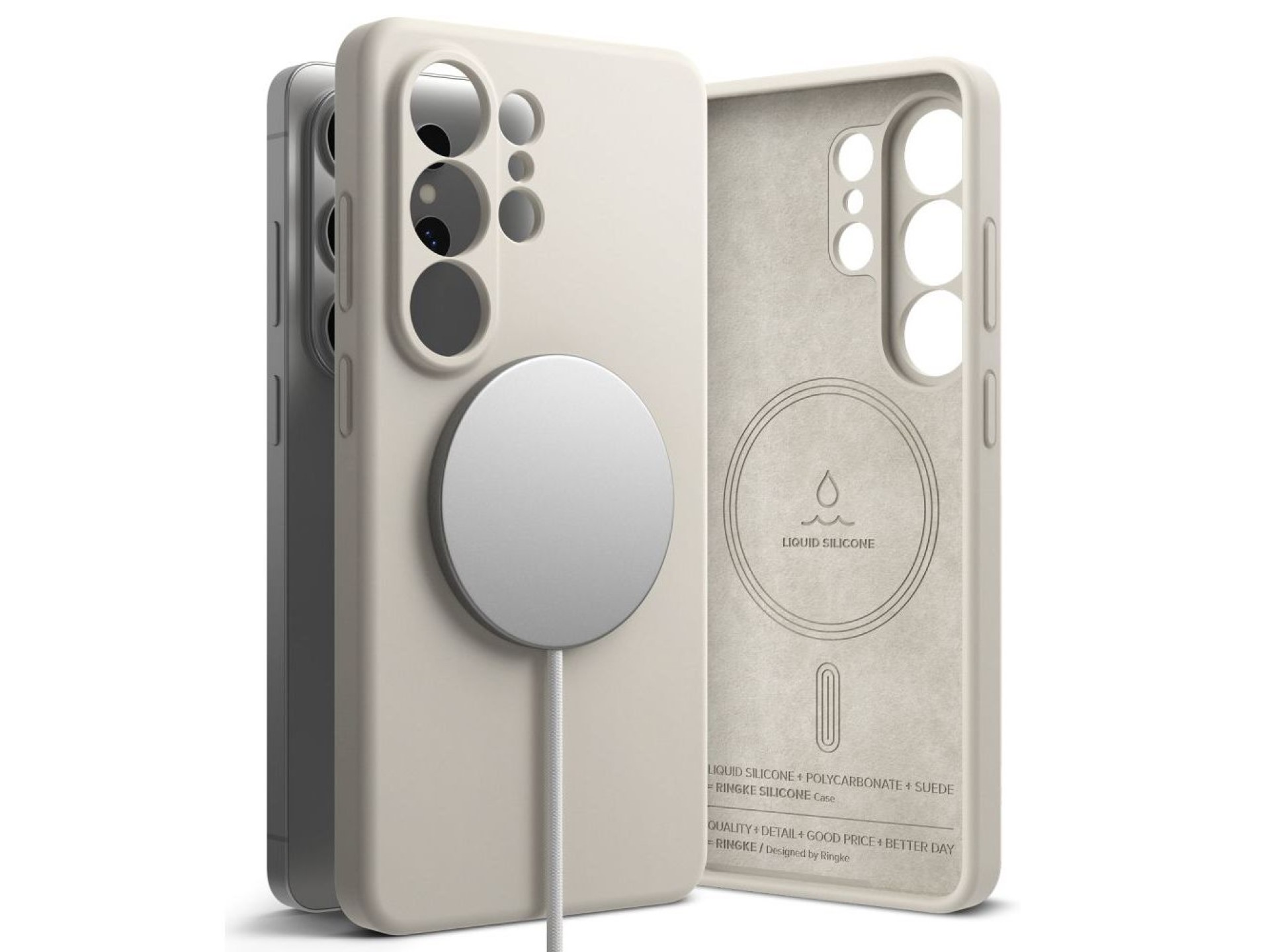 Capa Ringke de silicone MagSafe para Samsung Galaxy S26 Ultra - Bege