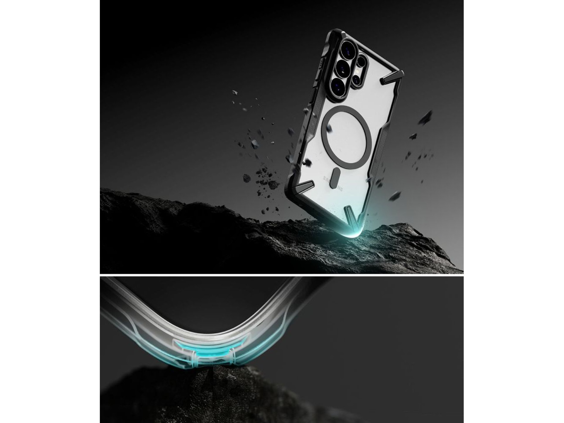 Capa magnética Ringke Fusion X MagSafe para Samsung Galaxy S26 Ultra - Preta transparente
