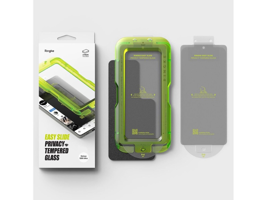 Paquete de 2 protectores de pantalla de vidrio templado Ringke Easy Slide Privacy para Samsung Galax